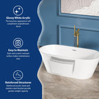 Sarlai Modern Oval White Acrylic Freestanding Bathtub