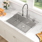 Sarlai 28'' x 22'' Stainless Steel Drop-In Double Hole Single Bowl Kitchen Sink
