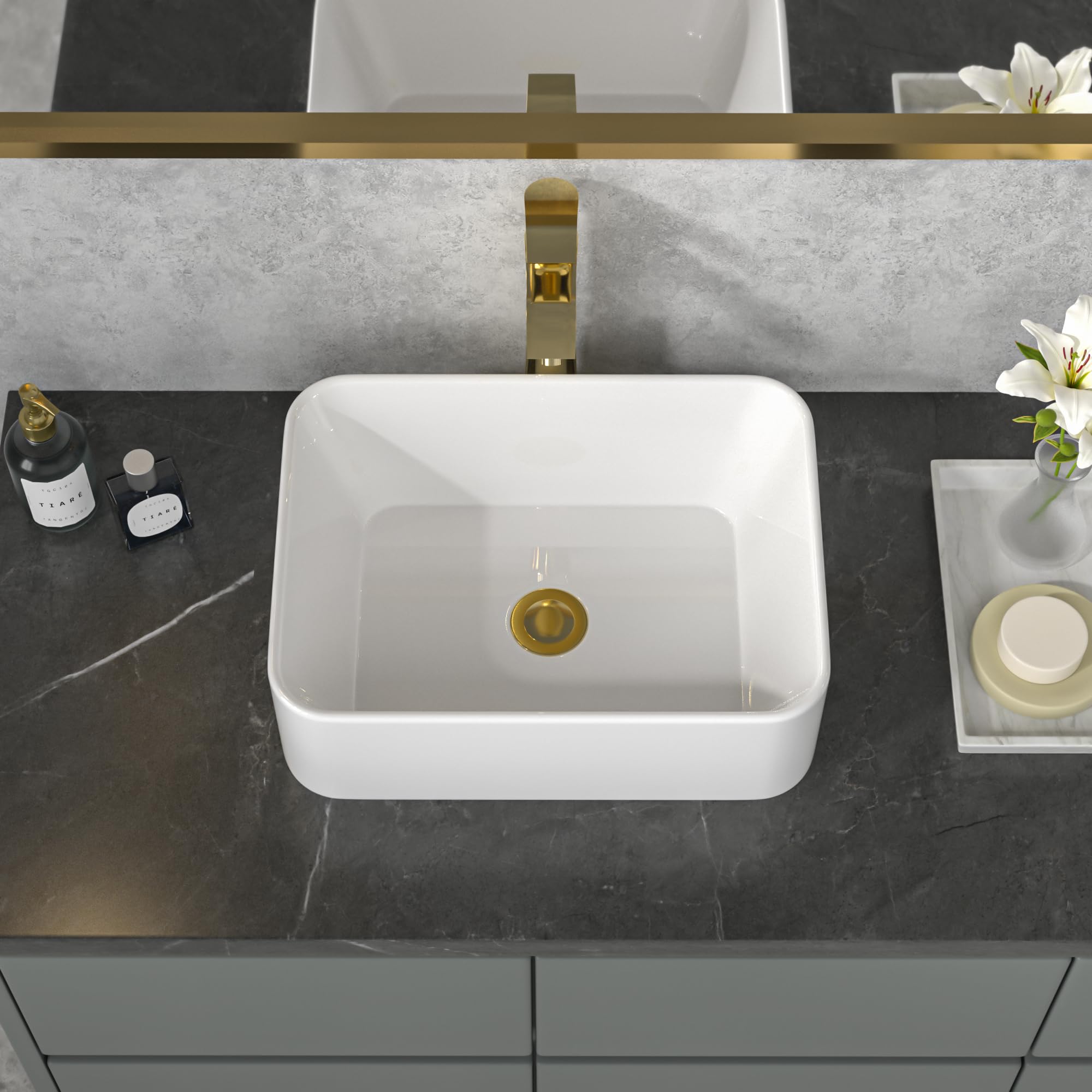 Sarlai 16'' x 12'' Ceramic Rectangular Drop-in Bathroom Vessel Sink