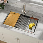 Sarlai 33'' x 22'' Drop In Single Bowl Stainless Steel Workstation Kitchen Sink with Z Shape Ledge