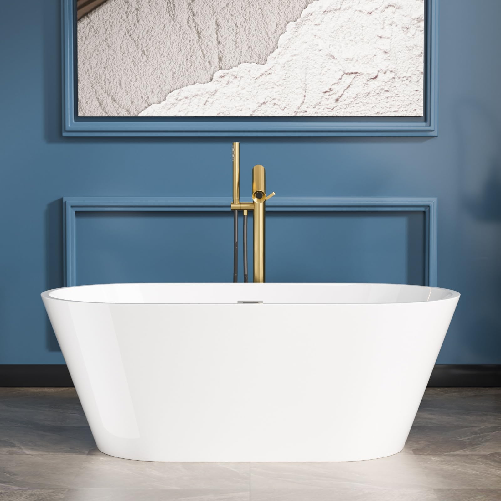 Sarlai 59 Inch Acrylic Freestanding Soaking Bathtu Main image