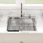 Sarlai 28'' x 22'' Stainless Steel Drop-In Double Hole Single Bowl Kitchen Sink