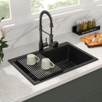 Sarlai 33in Drop In Matte Black Single Bowl Granite Quartz Composite Kitchen Sink