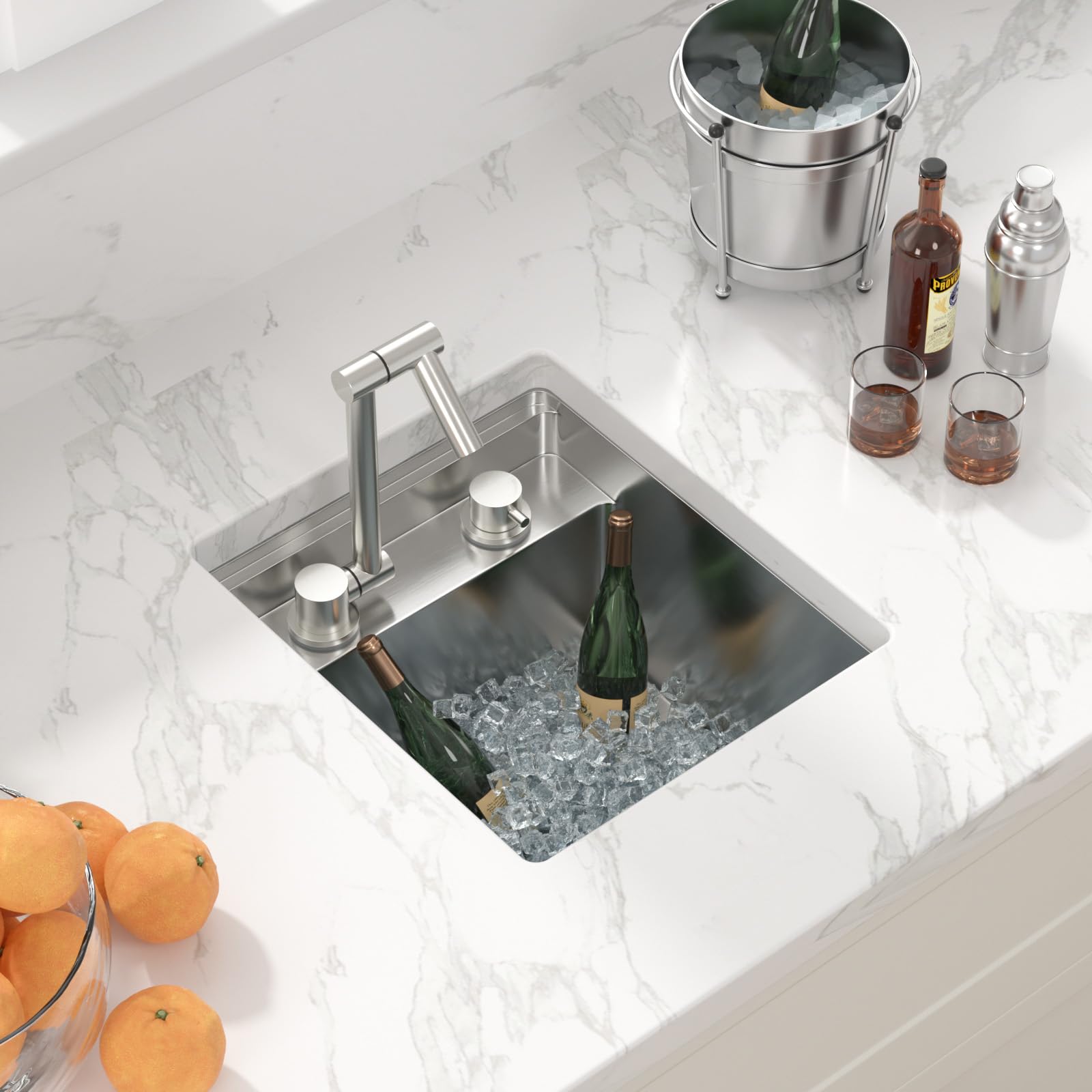 Sarlai 15'' x 17'' Stainless Steel Single Bowl Undermount Workstation Bar Sink Secondary image
