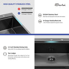 Sarlai 30in Topmount Gunmetal Black Stainless Steel Single Bowl Workstation Kitchen Sink