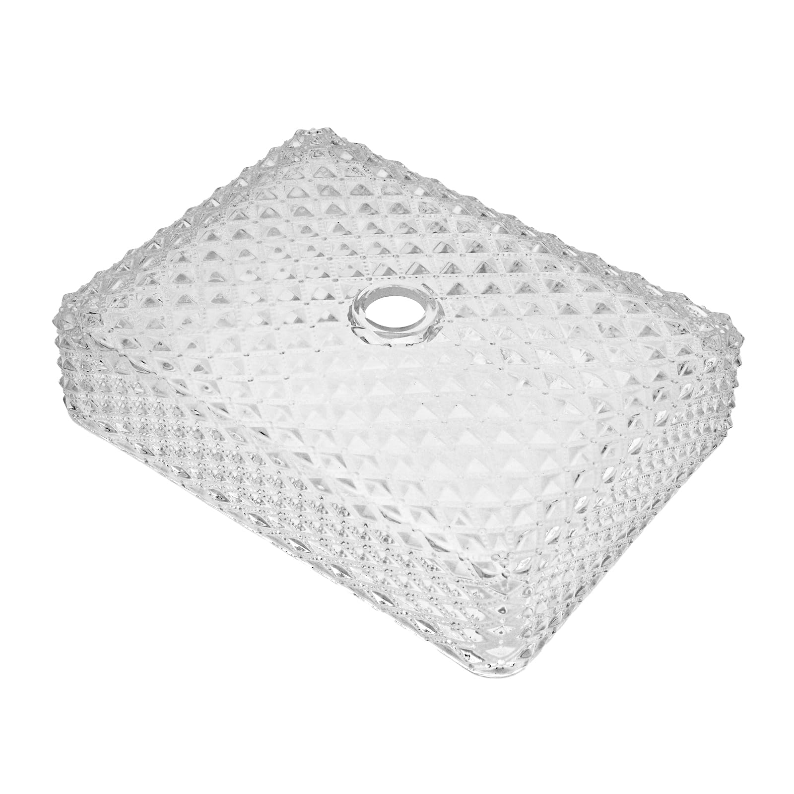 Sarlai 17.5''x13'' Diamond Rectangular Tempered Glass Bathroom Vessel Sink, Countertop Basin with Pop-up Drain Combo