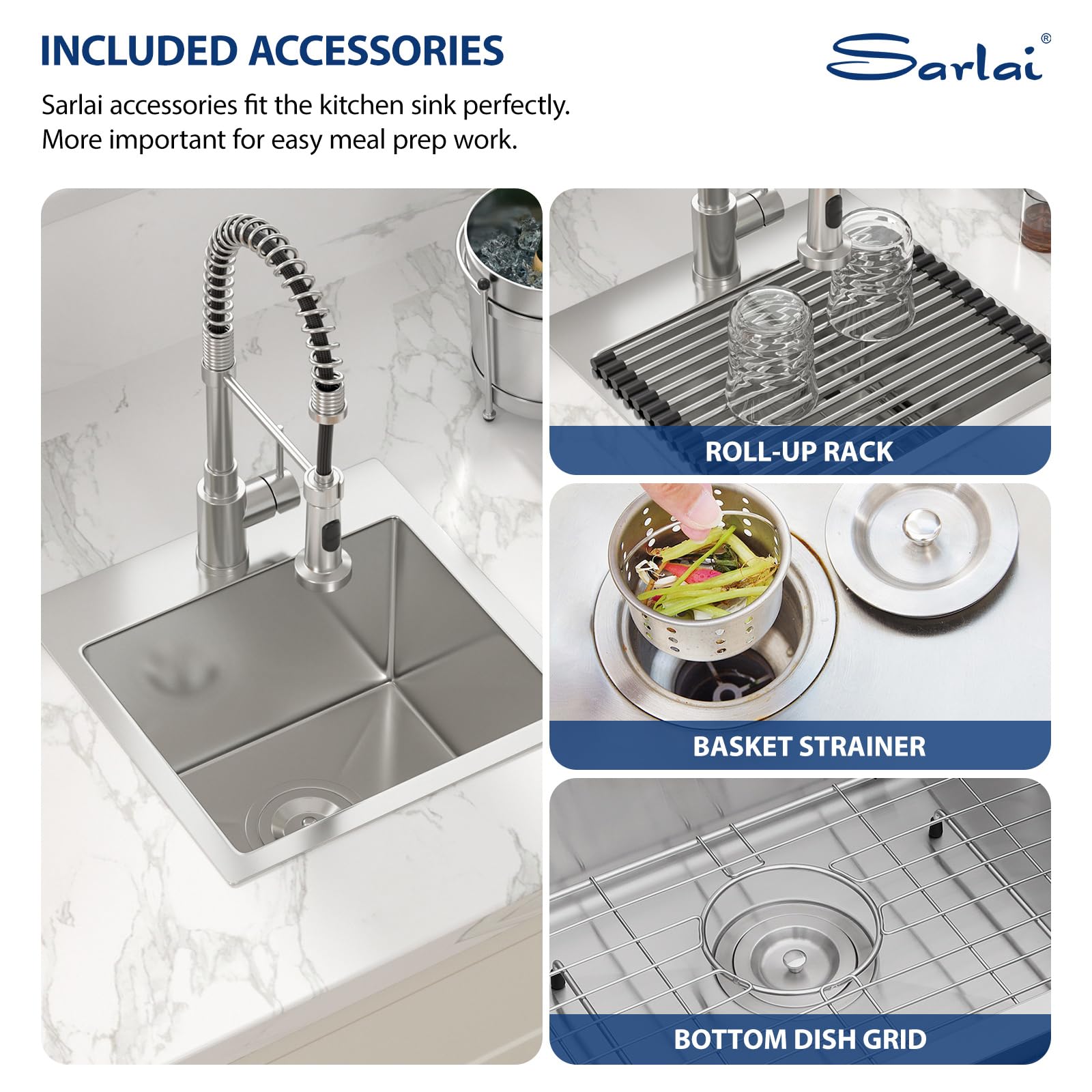 Sarlai 15in Topmount Single Bowl Stainless Steel Bar Sink
