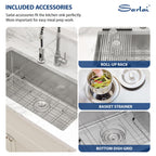 Sarlai 35in Undermount Single Bowl Stainless Steel Kitchen Sink