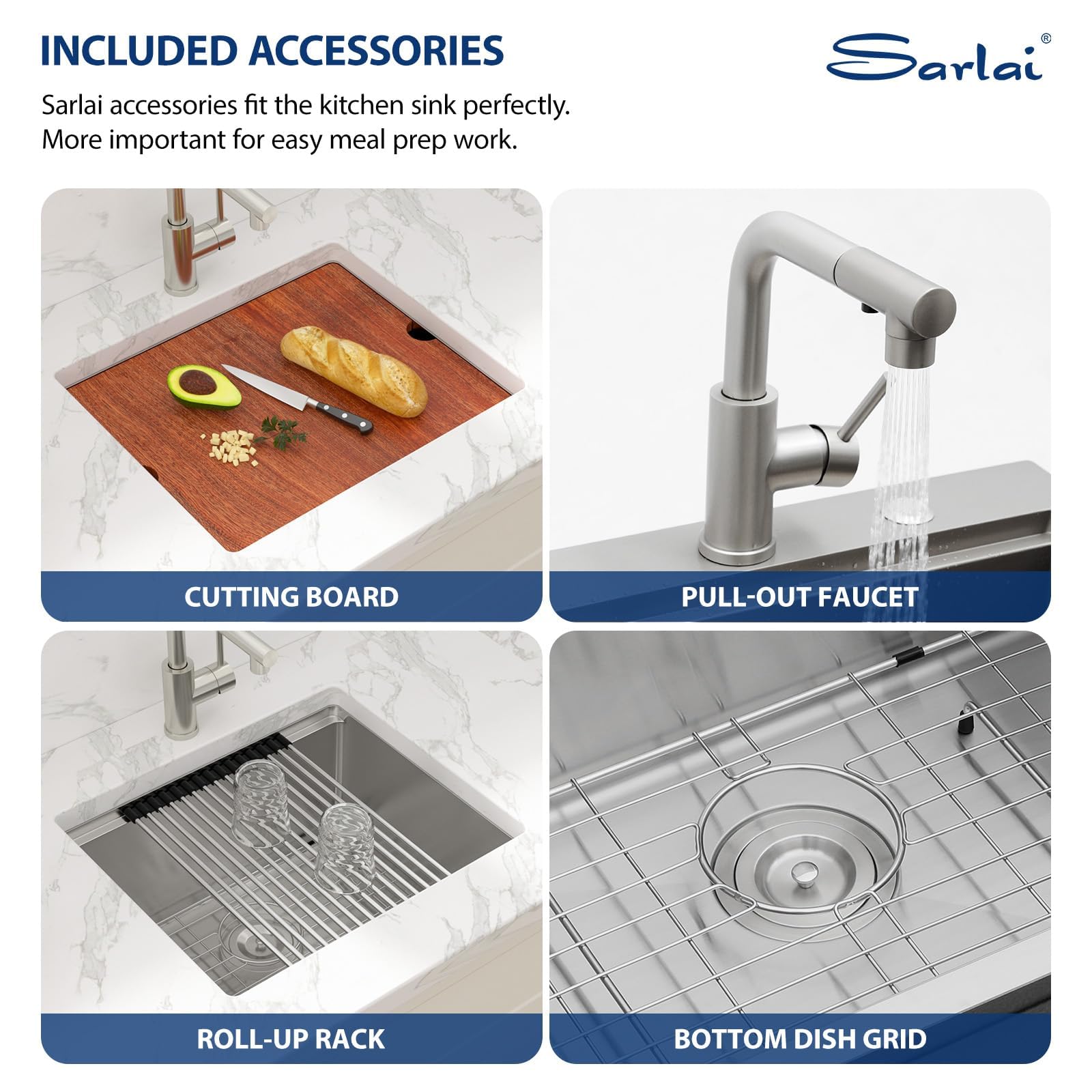 Sarlai 21''x18'' Undermount Bar Sink with Faucet, 16 Gauge Stainless Steel Ledge Workstation Outdoor RV Bar Prep Small Kitchen Basin