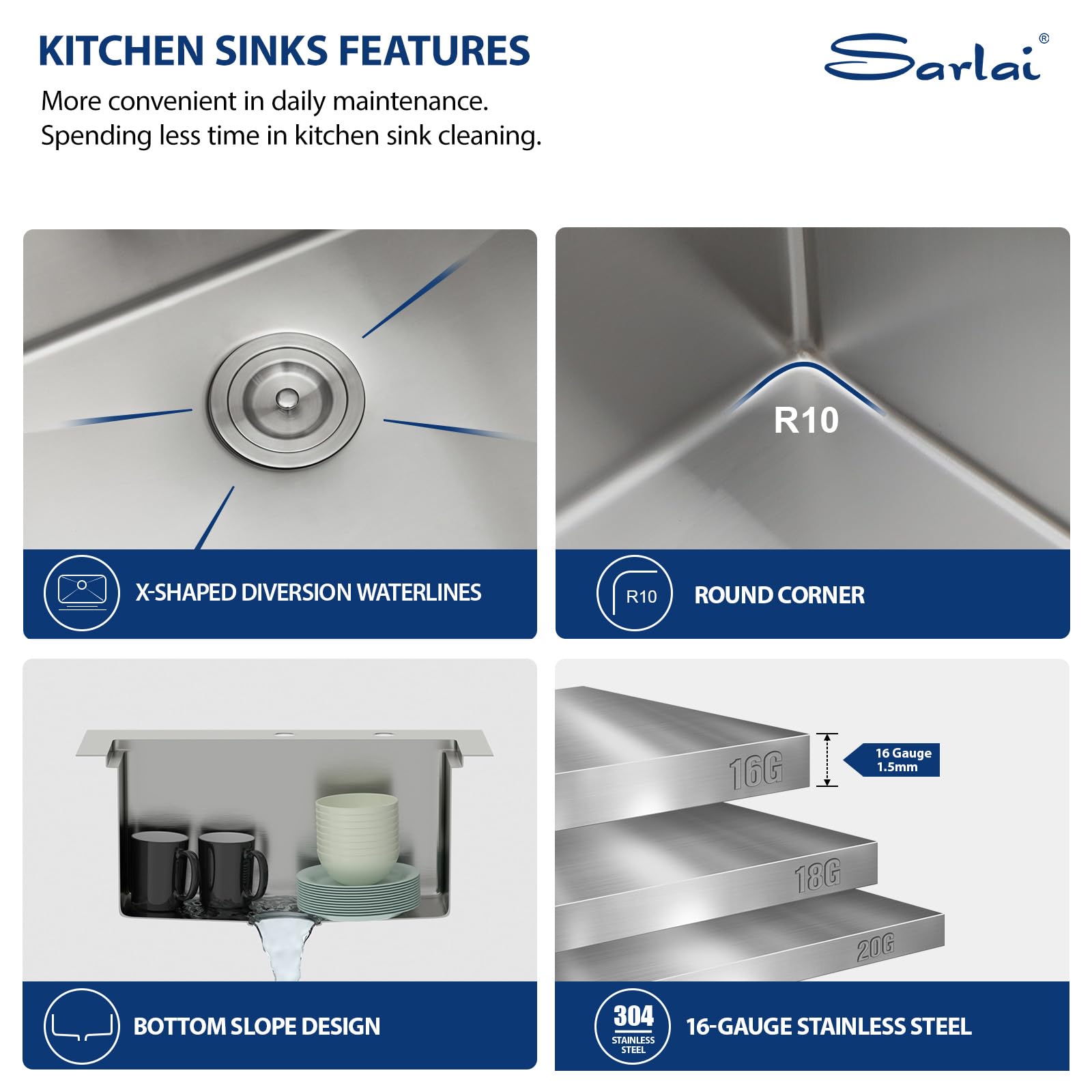 Sarlai 21'' Stainless Steel Drop-in Single Bowl Workstation Outdoor Sink