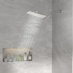 Sarlai 12'' Solid Square Ultra Thin 304 Stainless Steel Rain Shower Head, Brushed Nickel Finish with 11'' Solid Brass Adjustable Extension Shower Arm