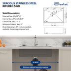 Sarlai 30''x22'' Deep Drop-In Stainless Steel Kitchen Sink, 16 Gauge Topmount Single Bowl with Cup Rinser, Soap Dispenser & Faucet