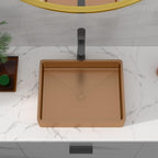 Sarlai 19'' x 15'' Stainless Steel Vessel Rectangular Bathroom Sink with Pop-Up Drain-Rose Gold