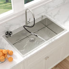 Sarlai 33''x22'' Deep Drop-In Stainless Steel Kitchen Sink, 16 Gauge Topmount Single Bowl with Cup Rinser, Soap Dispenser & Faucet