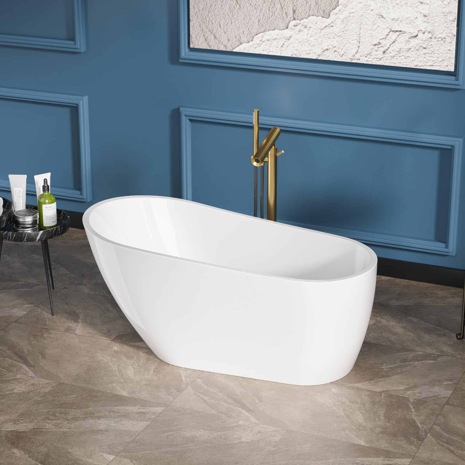 Sarlai Modern High-Back White Acrylic Freestanding Bathtub Secondary image