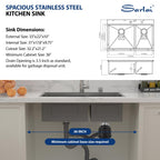 Sarlai 33'' x 22'' Topmount Double Bowl 60/40 Workstation Stainless Steel Kitchen Sink