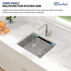 Sarlai 21''x18'' Undermount Bar Sink with Faucet, 16 Gauge Stainless Steel Ledge Workstation Outdoor RV Bar Prep Small Kitchen Basin