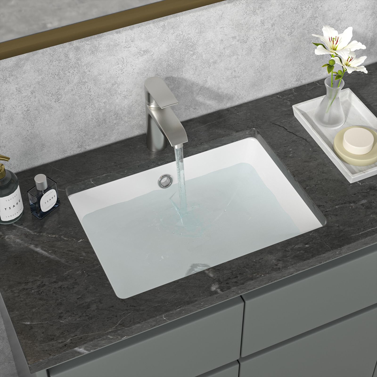 Sarlai 20in Undermount Pure White Porcelain Ceramic Lavatory Vanity Vessel Sink Secondary image