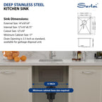 Sarlai 14'' x 18'' Stainless Steel Single Bowl Undermount Bar Sink