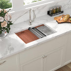 Sarlai 28in Undermount Double Bowl 60/40 Low Divide Stainless Steel Kitchen Sink