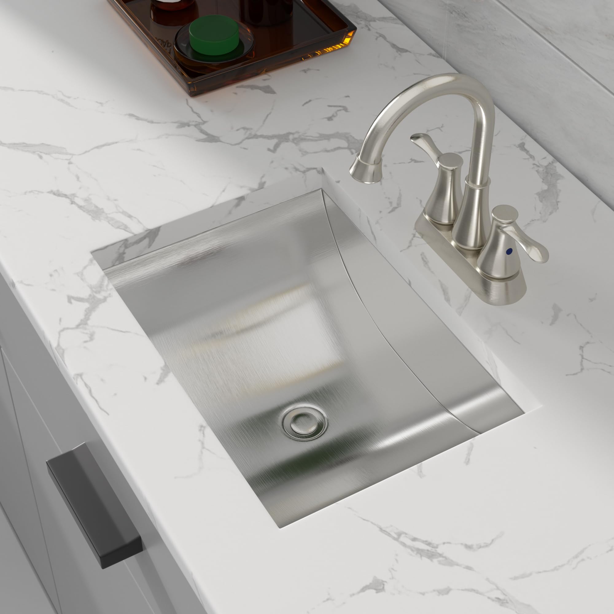 Sarlai 18'' Stainless Steel Undermount Rectangle Bathroom Sink with Drain