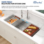 Sarlai 45''x19'' Extra Large Undermount Workstation Kitchen Sink, 16 Gauge Stainless Steel Deep Single Bowl Under Counter Basin