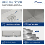 Sarlai 36''x22'' 60/40 Low Divide Double Bowl Stainless Steel Farmhouse Sink, Apron Front Undermount Workstation Farmer Kitchen Basin