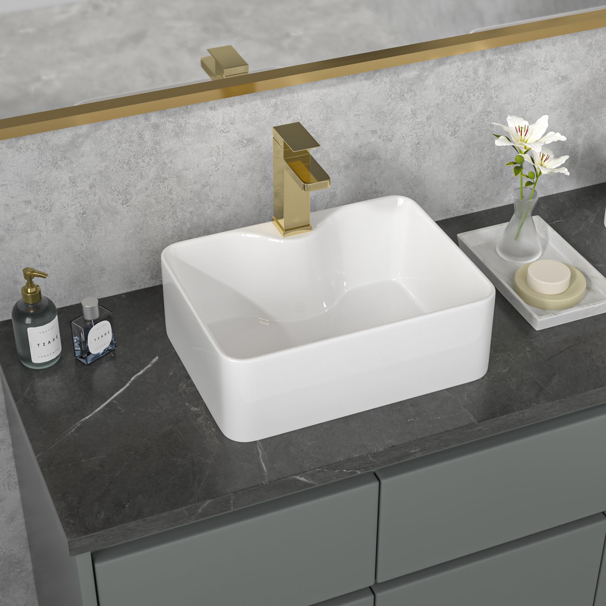 Sarlai 16''x12'' White Ceramic Porcelain Above Counter Bathroom Vessel Sink