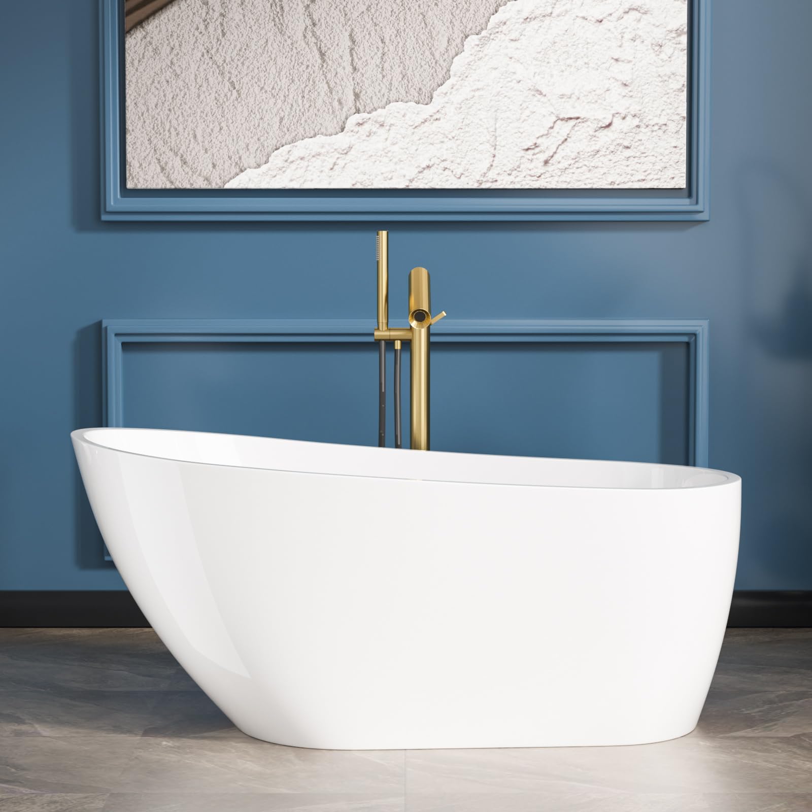 Sarlai 59 Inch Acrylic Freestanding Soaking Bathtu