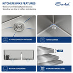 Sarlai 33'' x 22'' Topmount Double Bowl 60/40 Workstation Stainless Steel Kitchen Sink