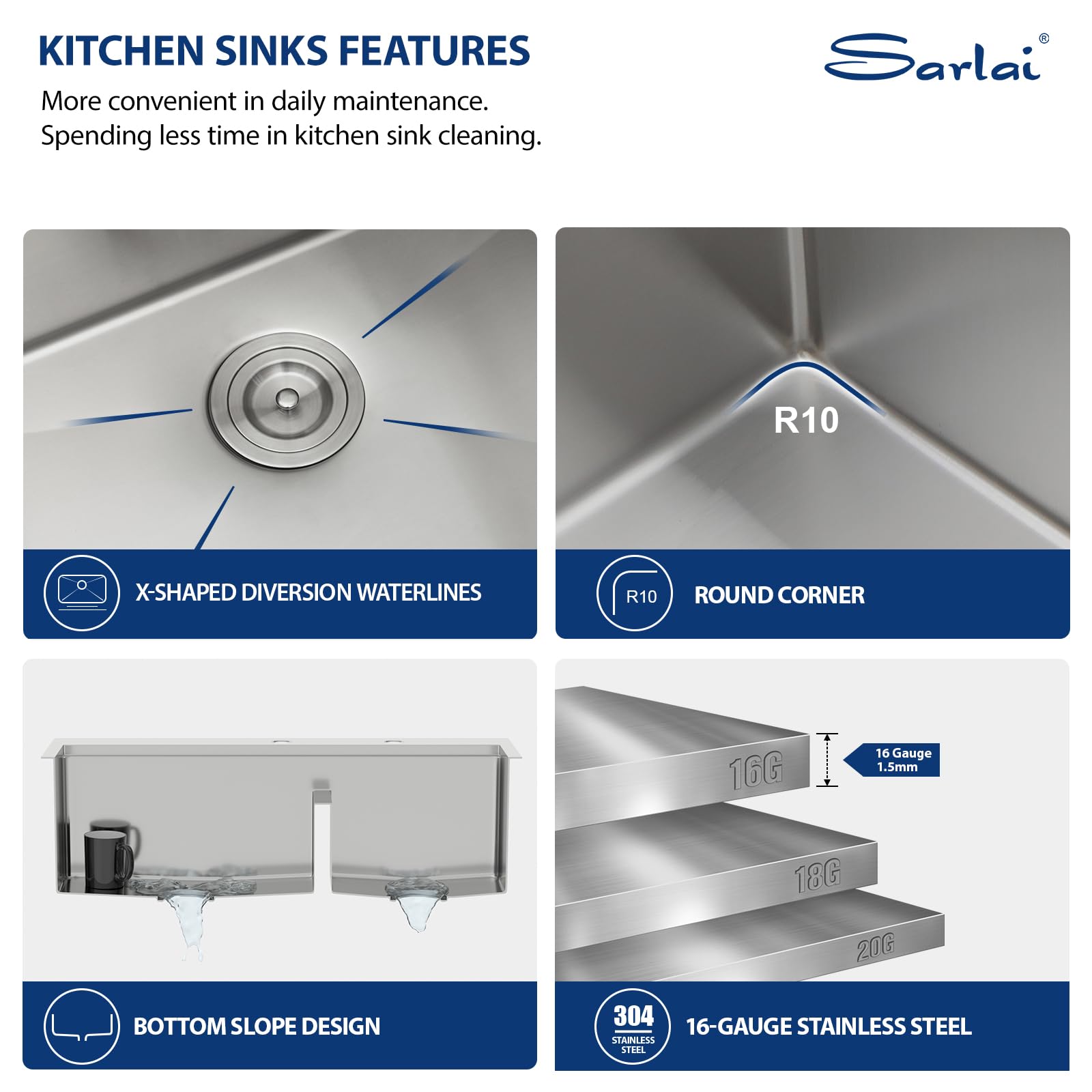 Sarlai 33'' x 22'' Topmount Double Bowl 60/40 Workstation Stainless Steel Kitchen Sink