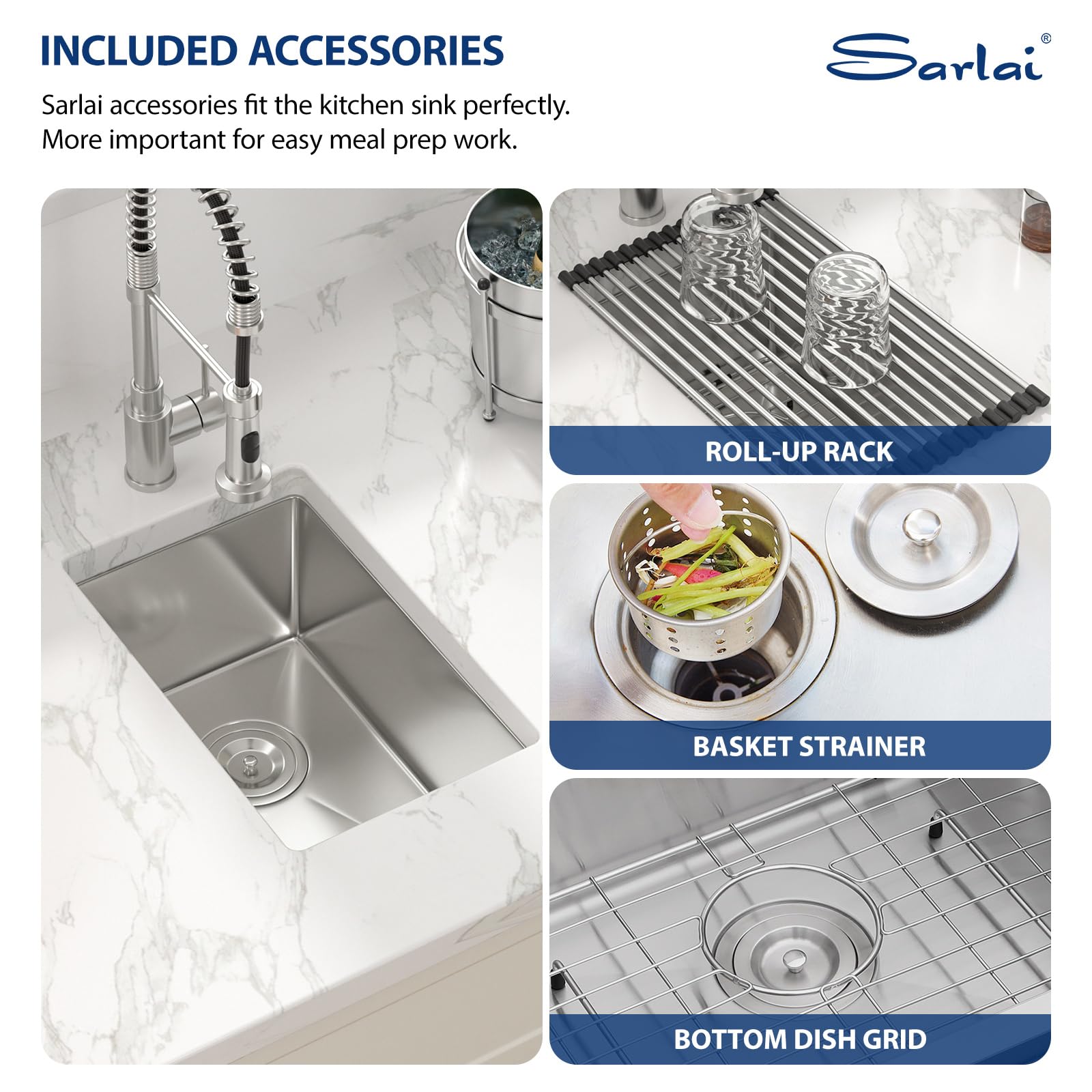 Sarlai 12''x18''x8'' Undermount Single Bowl Stainless Steel Bar Sink