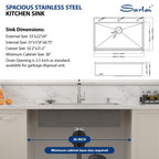 Sarlai 33''x22'' Drop-In Workstation Stainless Steel Sink, 16 Gauge Topmount Single Bowl with Cup Rinser, Soap Dispenser & Kitchen Faucet