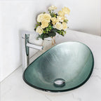 Sarlai Modern Artistic Tempered Glass Bathroom Vessel Sink, Countertop Bowl Basin for Lavatory Vanity Cabinet