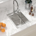 Sarlai 15 Drop Bar Sink Workstation - 15''x 20'' Kitchen Bar Sink Topmount Workstation 16 Gauge Stainless Steel Single Bowl Over Counter Kitchen Bar Prep RV Camper Outdoor Sink Basin