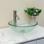 Sarlai 16.5''x16.5'' Artistic Round Tempered Glass Bathroom Vessel Sink, Vanity Countertop Basin with Pop-up Drain