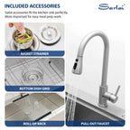 Sarlai 30''x22'' Deep Drop-In Stainless Steel Kitchen Sink, 16 Gauge Topmount Single Bowl with Cup Rinser, Soap Dispenser & Faucet