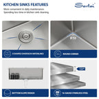 Sarlai 30''x22'' Deep Drop-In Stainless Steel Kitchen Sink, 16 Gauge Topmount Single Bowl with Cup Rinser, Soap Dispenser & Faucet