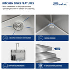 Sarlai 15'' x 17'' Stainless Steel Single Bowl Undermount Workstation Bar Sink