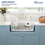 Sarlai 33in White Granite Composite Quartz Undermount Single Bowl Workstation Kitchen Sink
