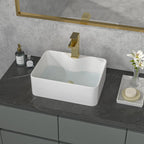 Sarlai 19'' x 15'' Ceramic Countertop Rectangle White Vessel Bathroom Sin