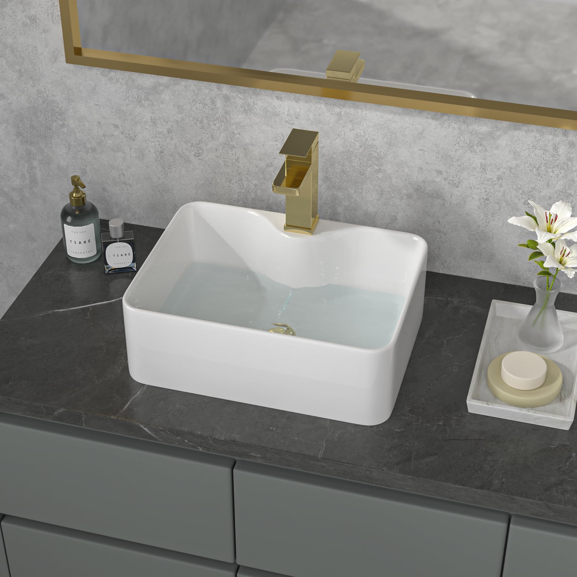 Sarlai 19'' x 15'' Ceramic Countertop Rectangle White Vessel Bathroom Sin