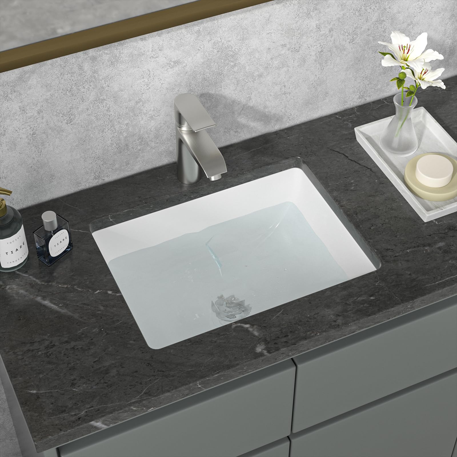 Sarlai 18'' x 14'' White Ceramic Undermount Rectangular Bathroom Sink