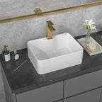 Sarlai 19'' x 15'' Ceramic Countertop Rectangle White Vessel Bathroom Sin