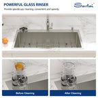 Sarlai 33''x22'' Deep Drop-In Stainless Steel Kitchen Sink, 16 Gauge Topmount Single Bowl with Cup Rinser, Soap Dispenser & Faucet