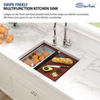 Sarlai 23'' Undermount Single Bowl Stainless Steel Workstation Kitchen Sink