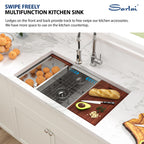 Sarlai 30'' x 19'' Undermount 60/40 Low Divided Stainless Steel Workstation Kitchen Sink