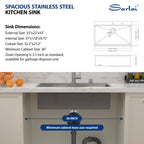 Sarlai 33'' x 22'' Single Bowl Drop In Stainless Steel Workstation Kitchen Sink