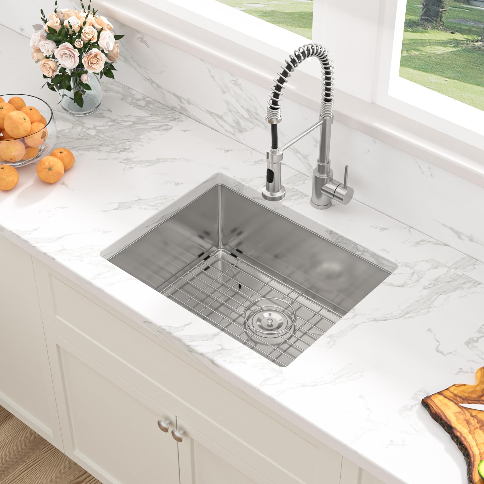 Sarlai 23'' x 18'' Stainless Steel Undermount Single Bowl Kitchen Sink