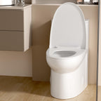 Sarlai One Piece Elongated Comfort Height Bathroom Toilet, Dual Flush 1.1/1.6 GPF White Ceramic with Soft-Close Seat, 12'' Rough-In